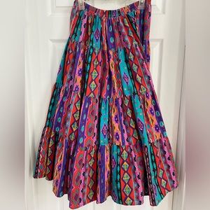 Vibrant Vintage Tribal Patterned Maxi Hippie Skirt